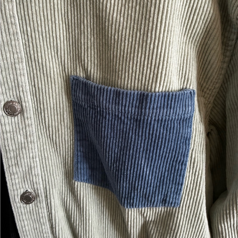 Zara Men’s Blue & Green Color-block Corduroy Shirt large - Picture 4 of 7